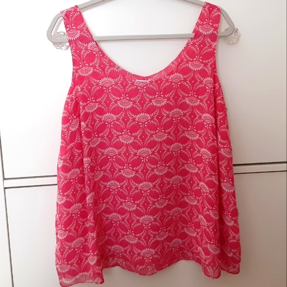 Double Layer Flowy Tank - Pink